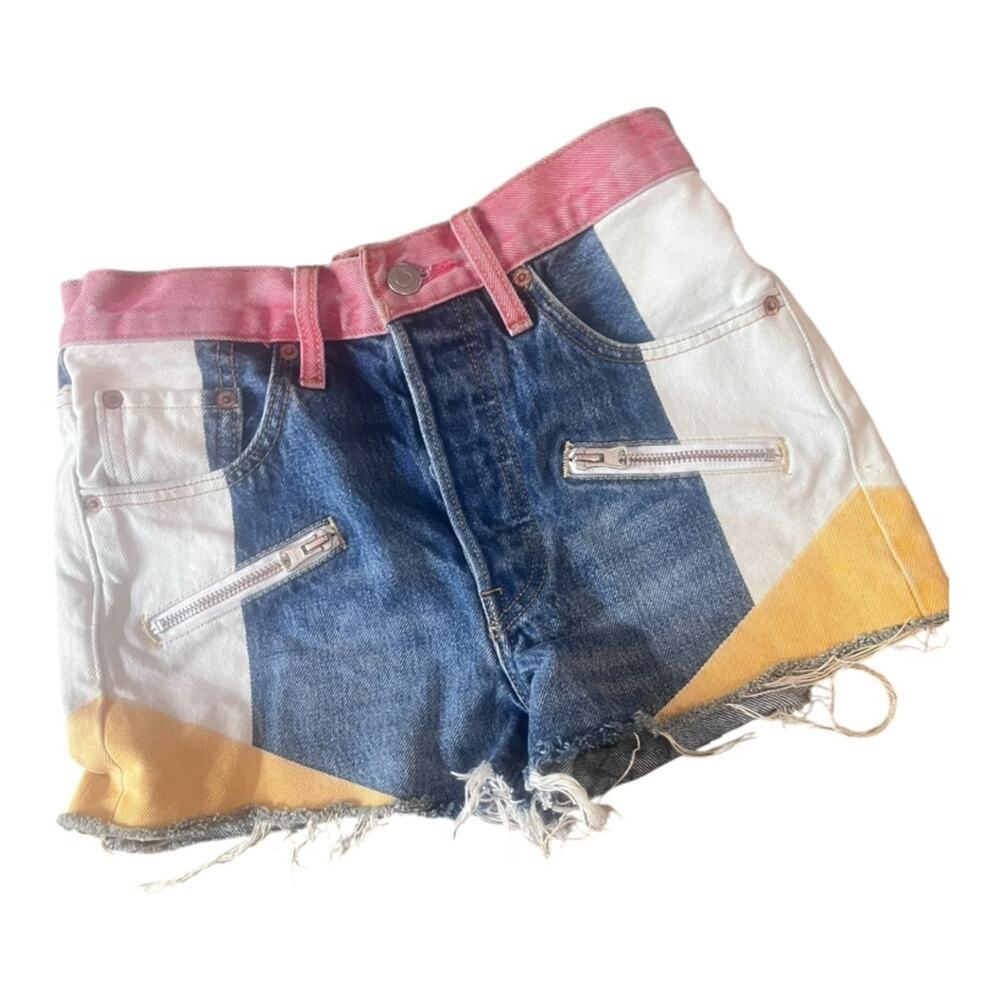 Levis 501 High Rise Medium Wash Color Block Denim… - image 2